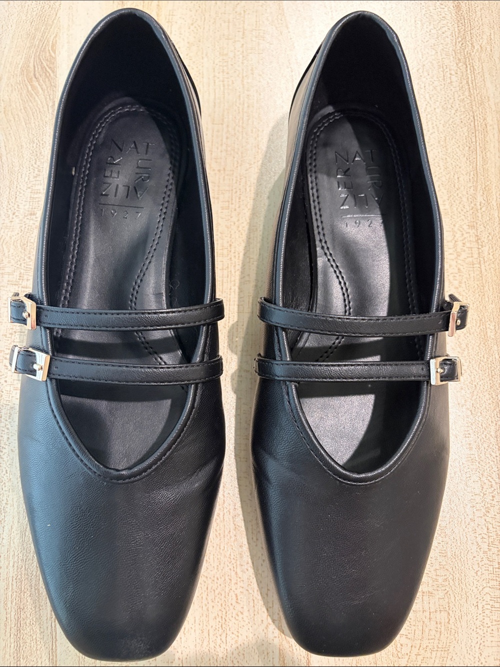 Naturalizer Black Double-Strap Mary Jane Flats